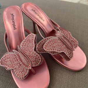 Jeffrey Campbell Daydream Heels- Pink Rhinestone Butterfly Sandals